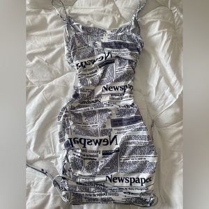 Newspaper Design Bodycon Midi Dress